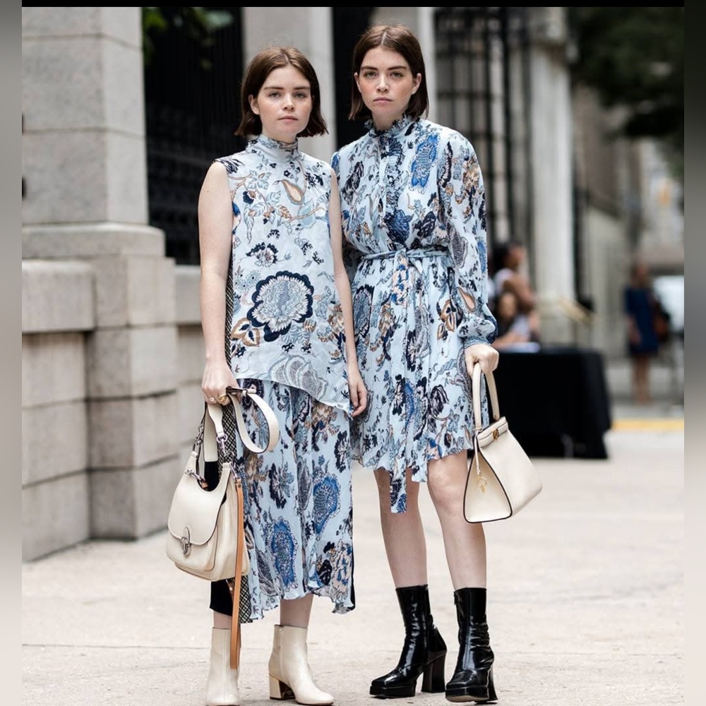 Silk Vintage Wrap Ruffle Dress with paisley pattern